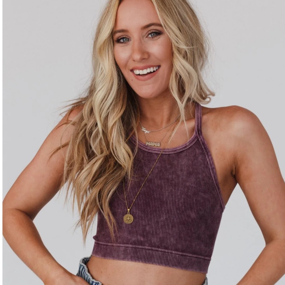 Happiness Calling High Neck Bralette - Eggplant
